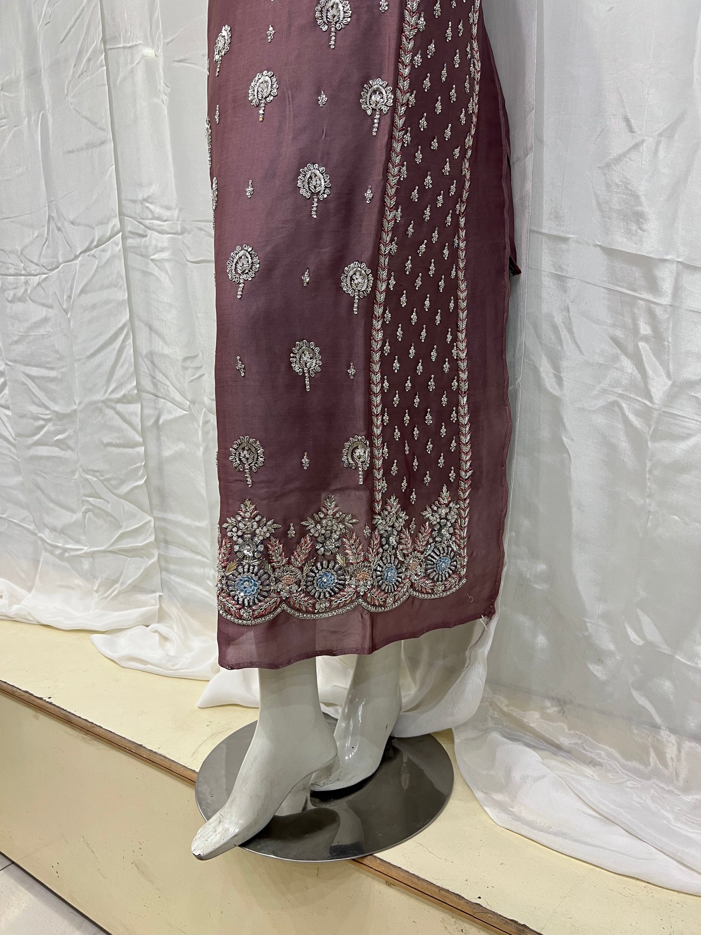 Silk Front back panel long shirt