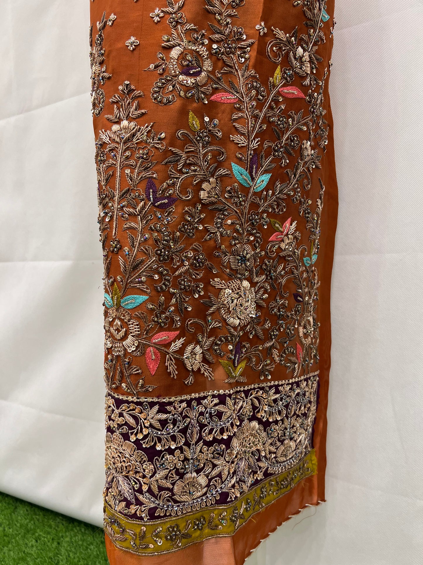 Silk antique heavy daman long shirt