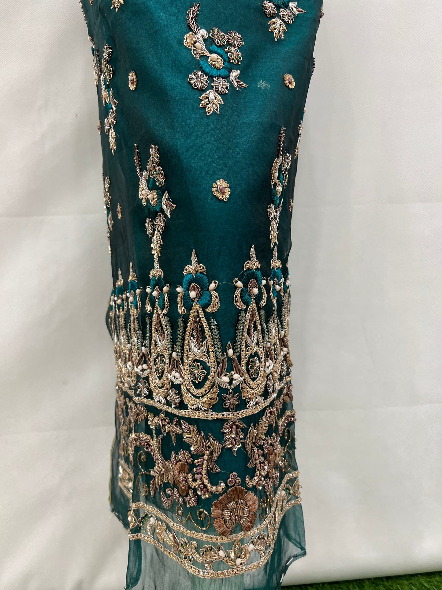 Organza double border long shirt