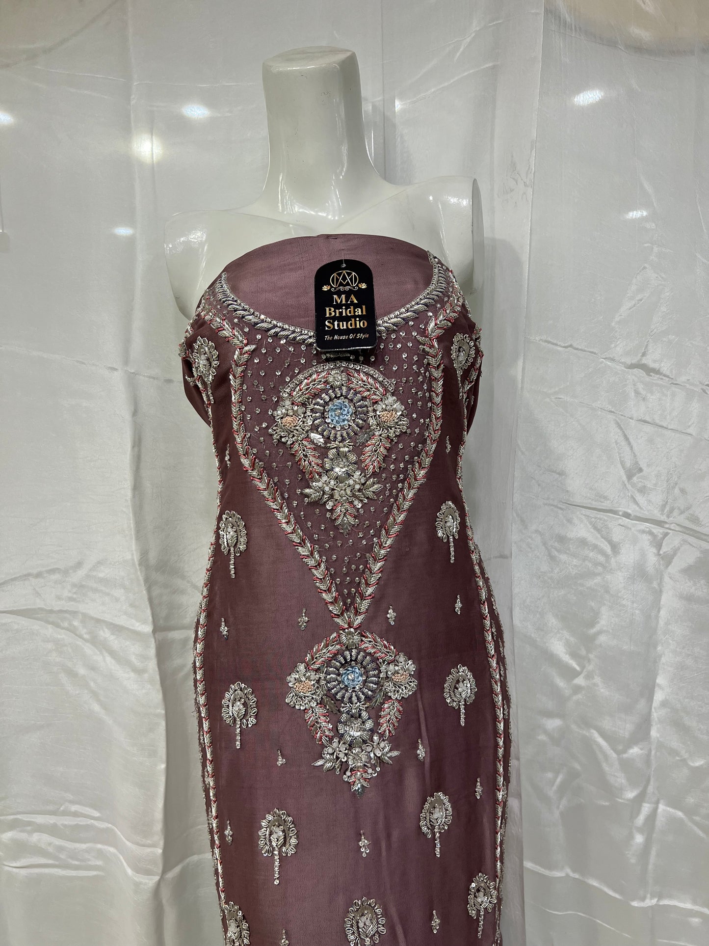 Silk Front back panel long shirt