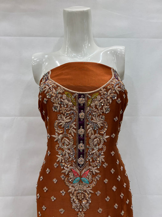 Silk antique heavy daman long shirt