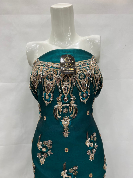 Organza double border long shirt